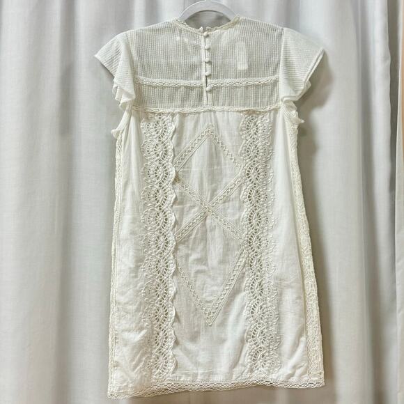 Tularosa Clayton Embroidered Eyelet Flutter Sleeve Mini Shift Dress White XS - Picture 5 of 8